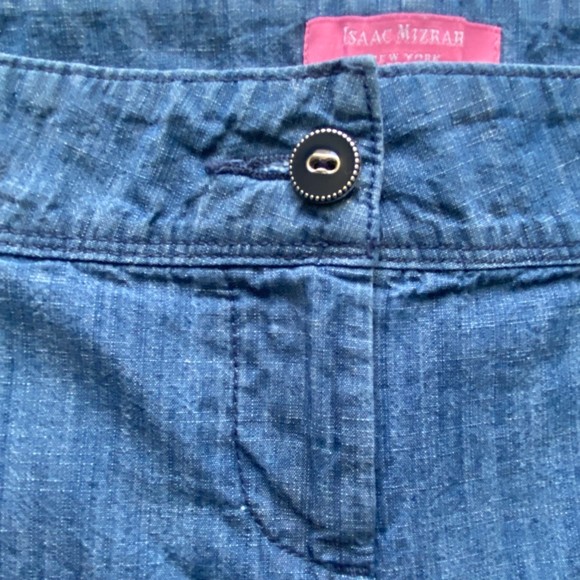 Isaac Mizrahi New York Tailored Shorts Indigo Chambray Size 4 Blue 100% Cotton - Picture 5 of 8